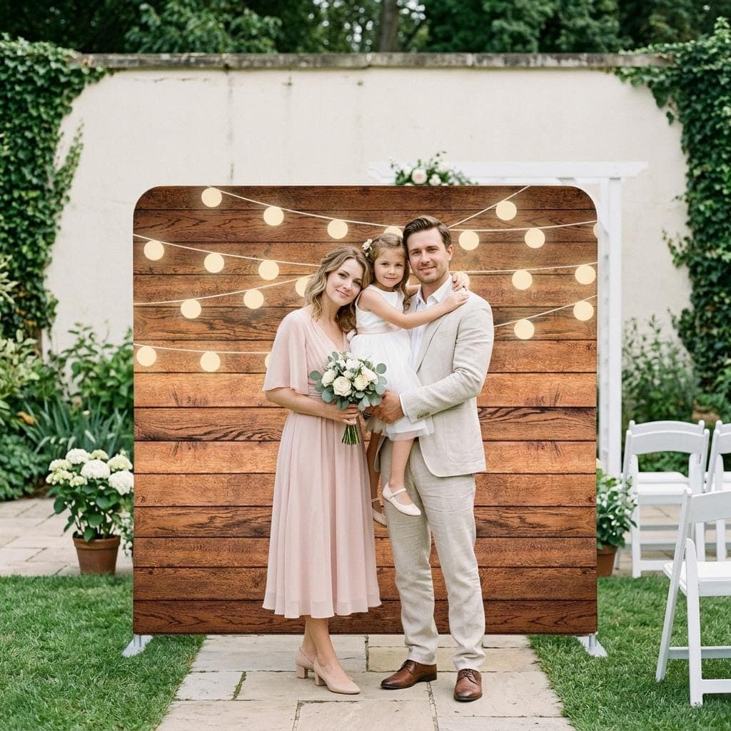 Photo backdrop 244x244 cm, rustic and floral