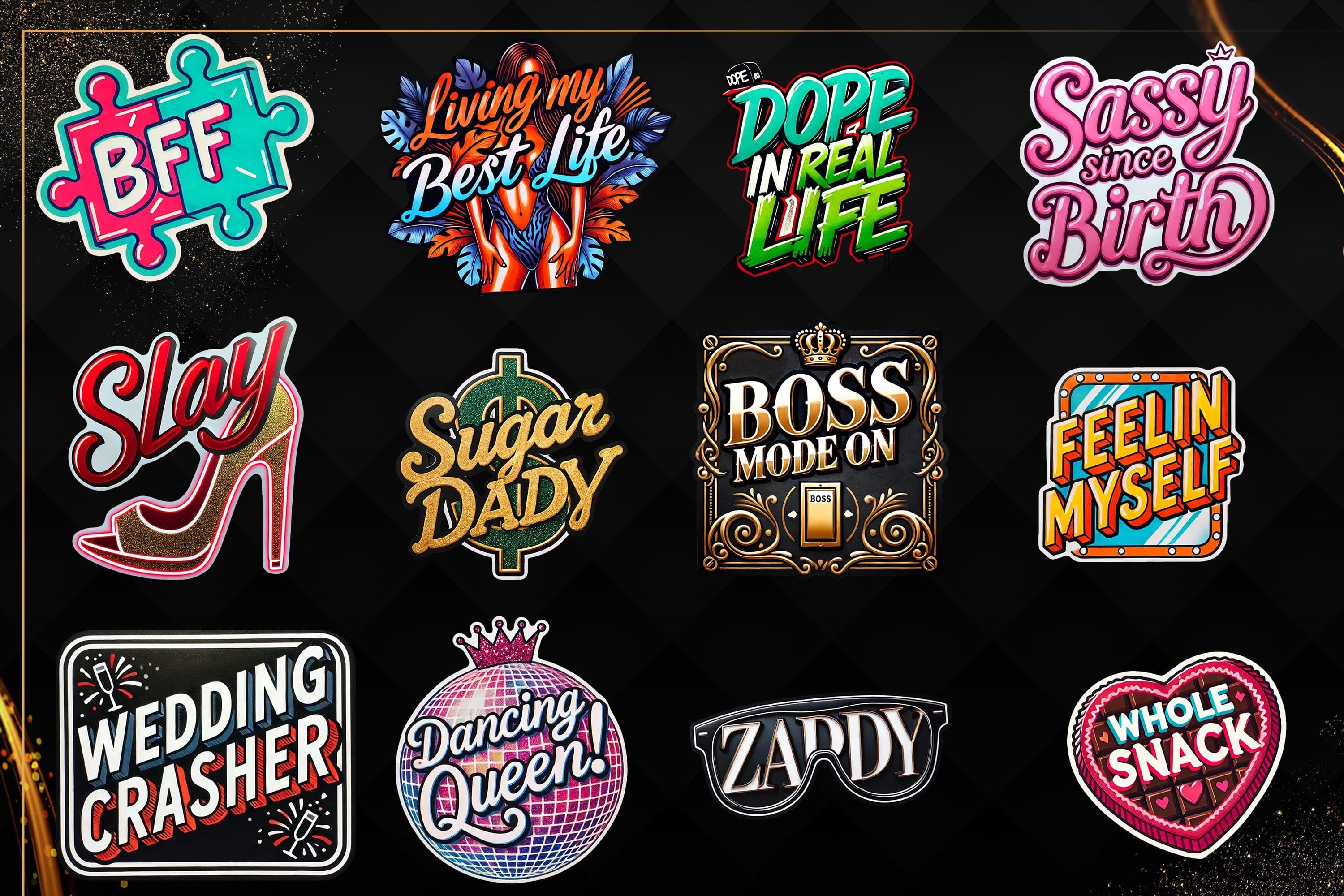 Digital photo booth props, PNG files