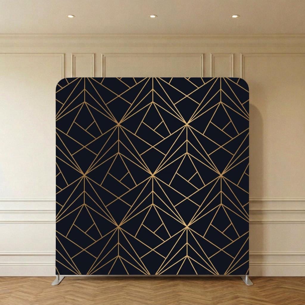 Fundal bleumarin cu retea geometrica aurie