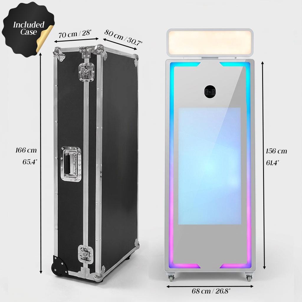 Dimensiunile flight case-ului si ale oglinzii: 166 cm si 156 cm inaltime, 68 cm latime