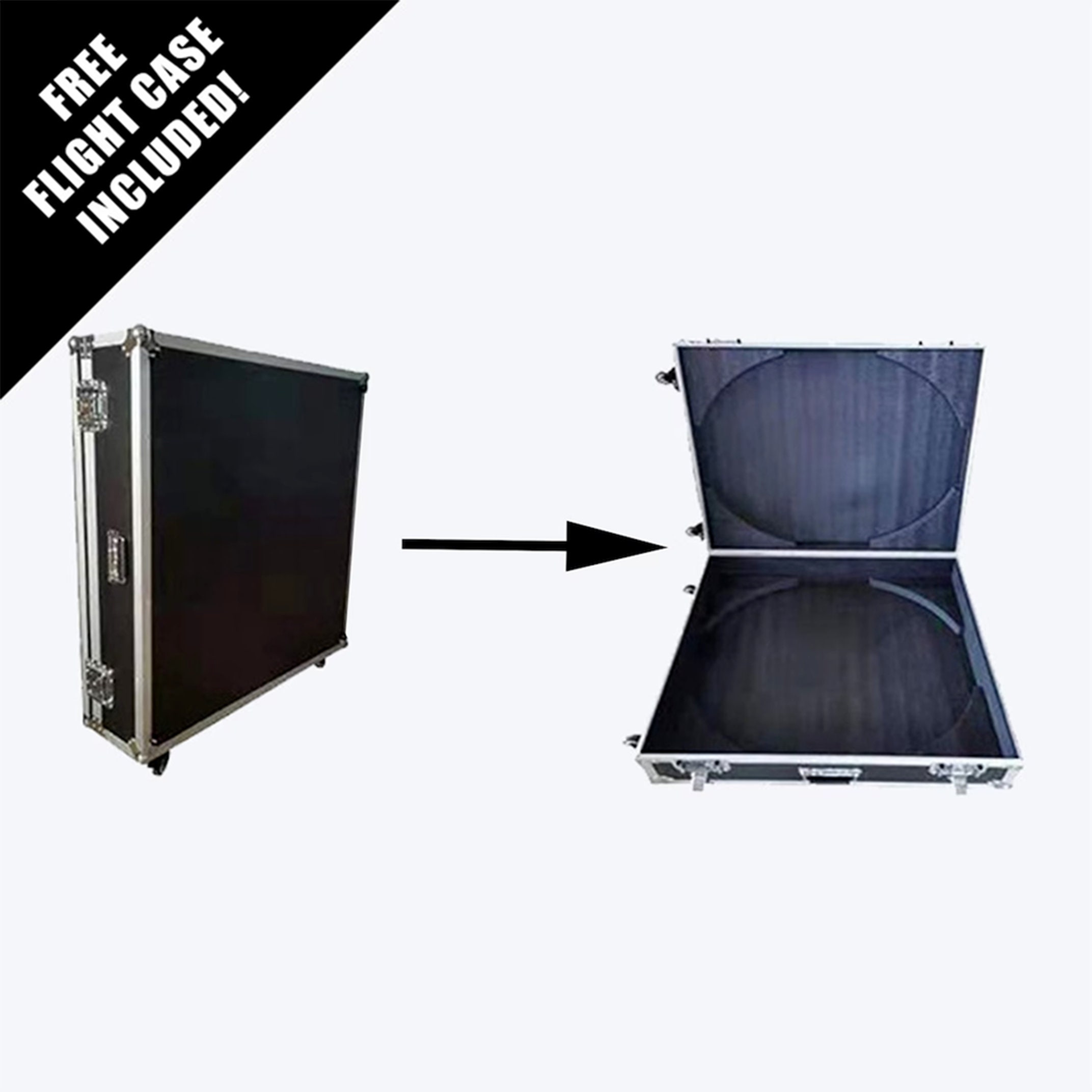 Flight case-ul inclus, deschis si inchis